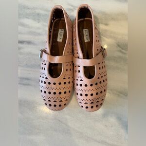 Alaia Pink Perforated Flats with Strap